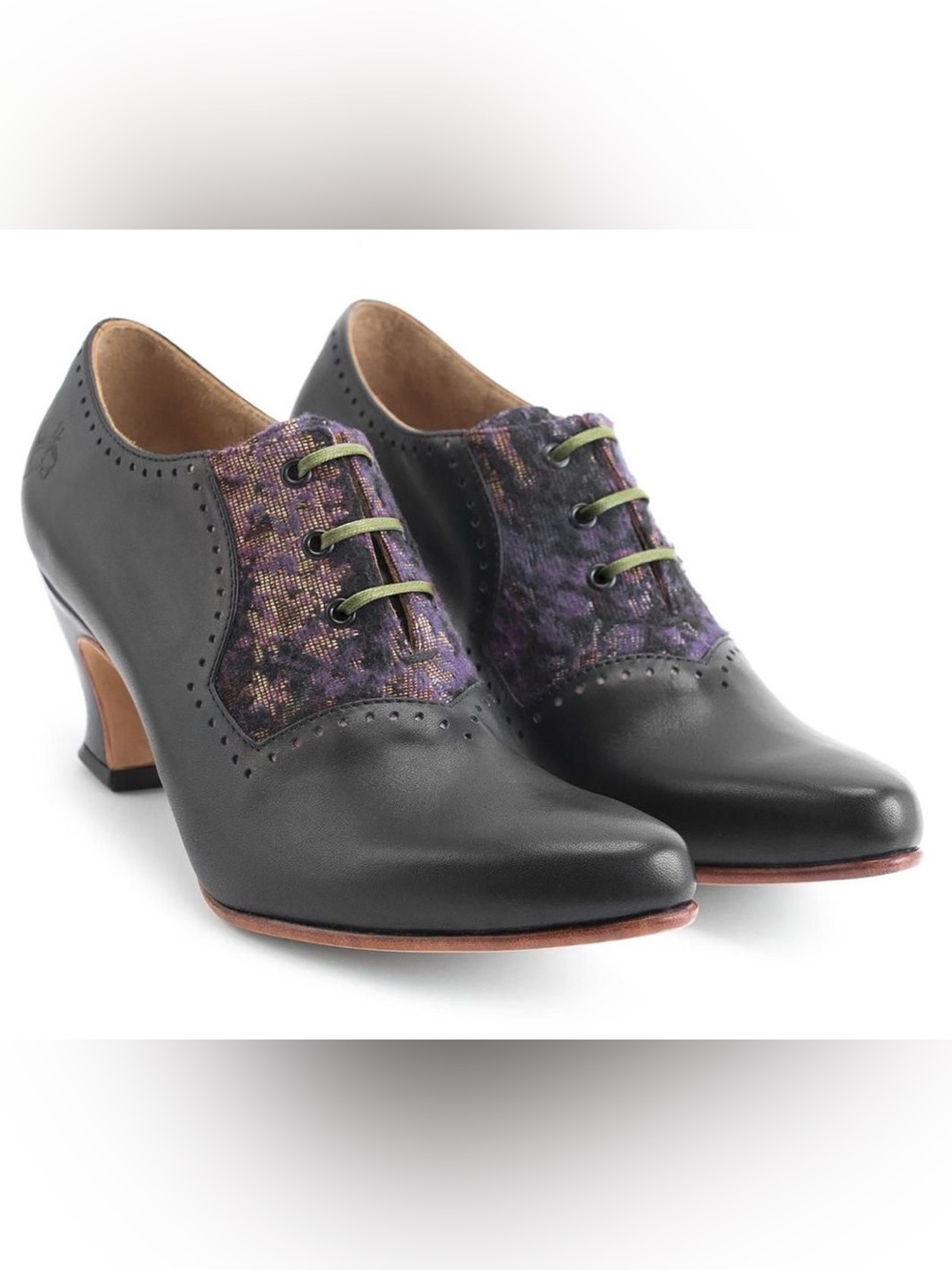 Fluevog Wonders Timbuktu Leather and Textile Lace-up Pumps
